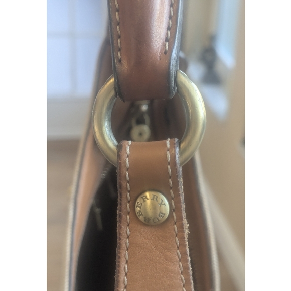 Burberry RARE Horse Bit Cream Canvas & Leather Top Handle Vintage Shoulder Bag - Picture 12 of 14